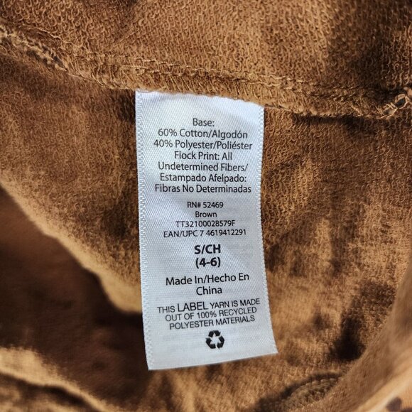 Womens Time And Tru Crop Shirt Brown Animal Print Long Sleeve Stretch Size S - Picture 6 of 10